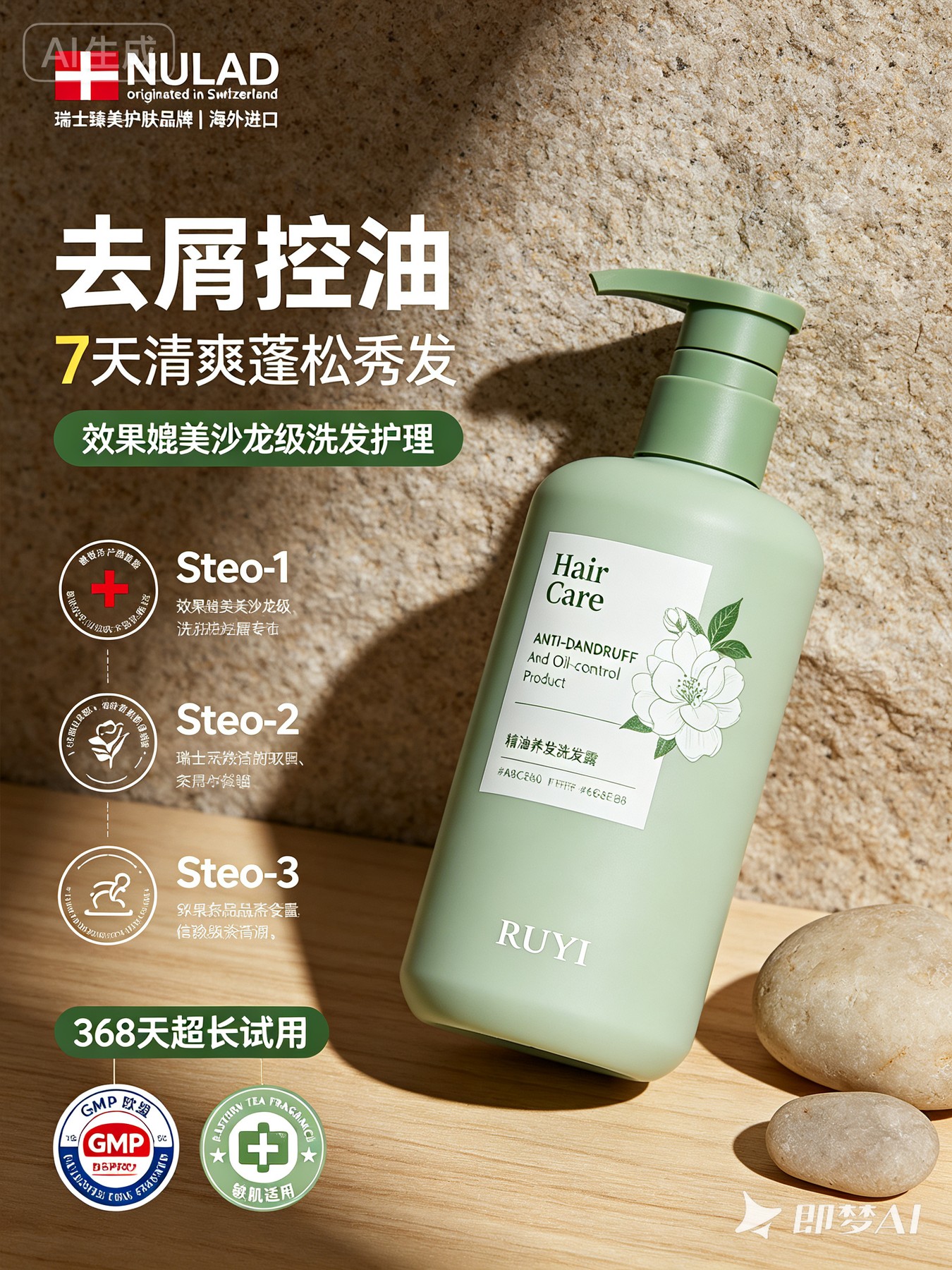 Qwen 提示词反推使用的第一张去屑控油电商案例图