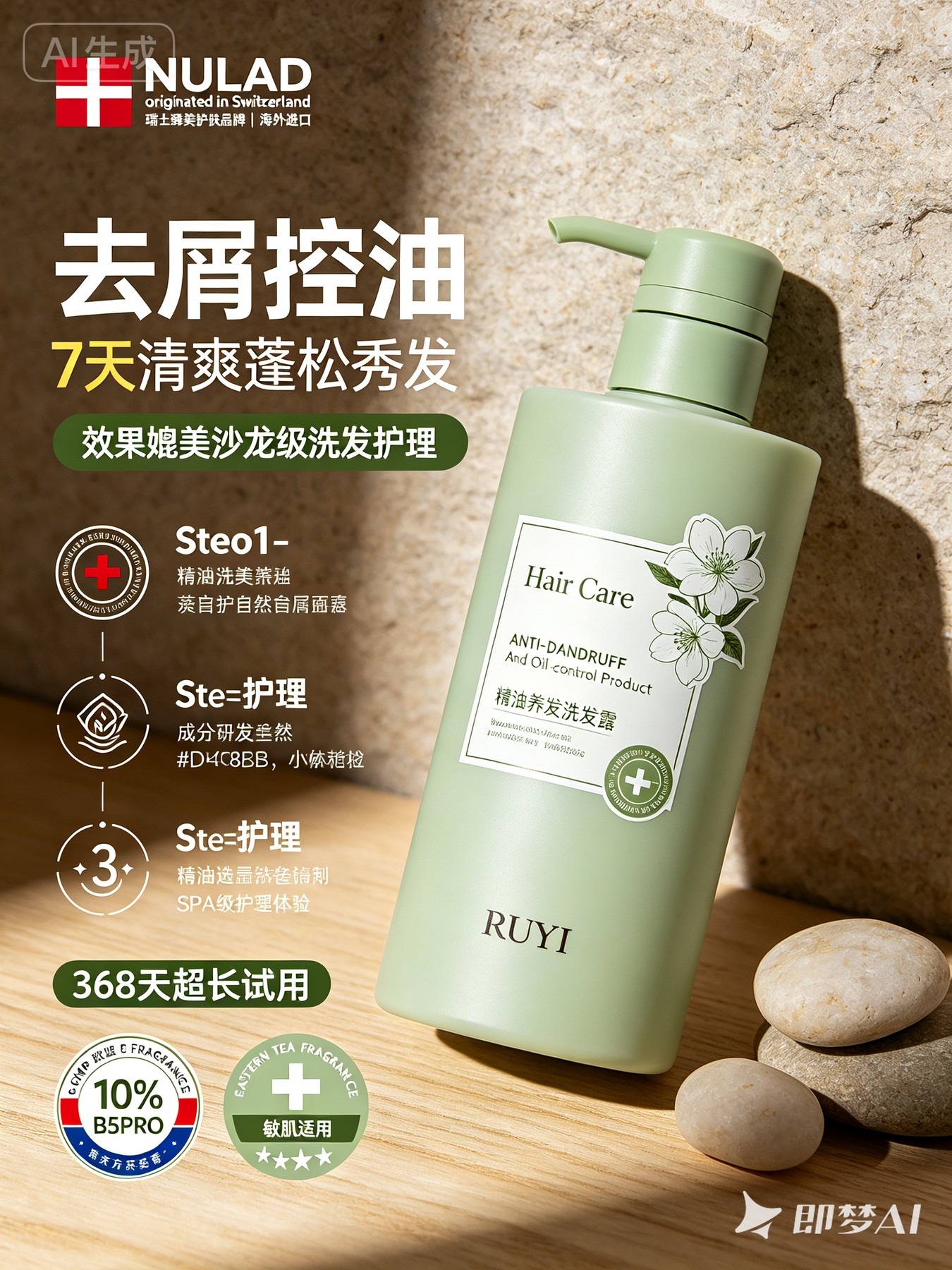 Qwen 提示词反推使用的第二张去屑控油电商案例图